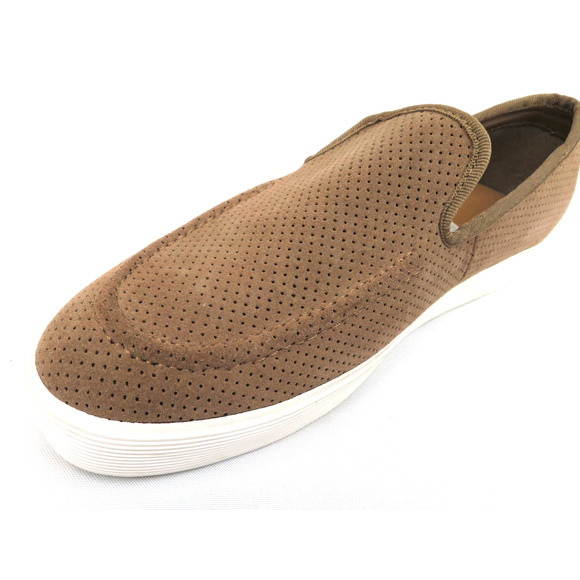 New ZARA Men's Sz 10 EU 43 Brown Tan Perforated Suede Leather Sport Loafers - Picture 9 of 11